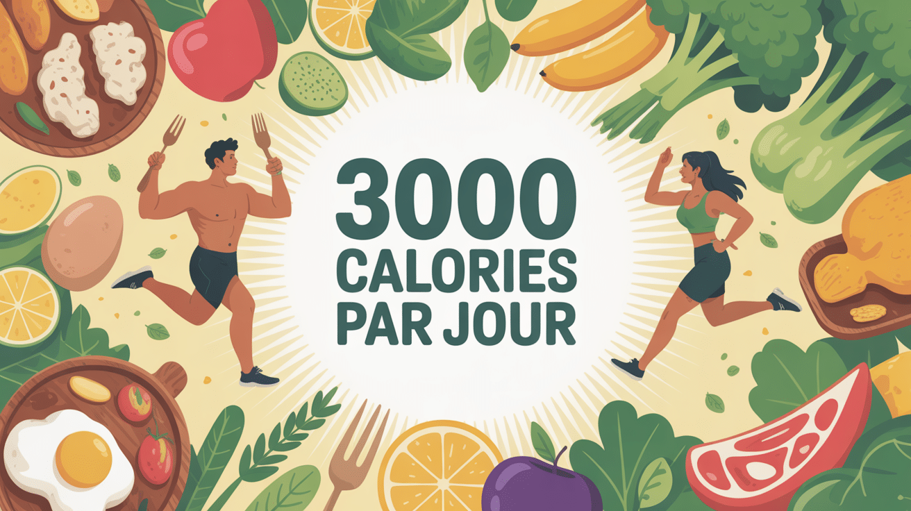 Illustration alimentation saine 3000 calories par jour