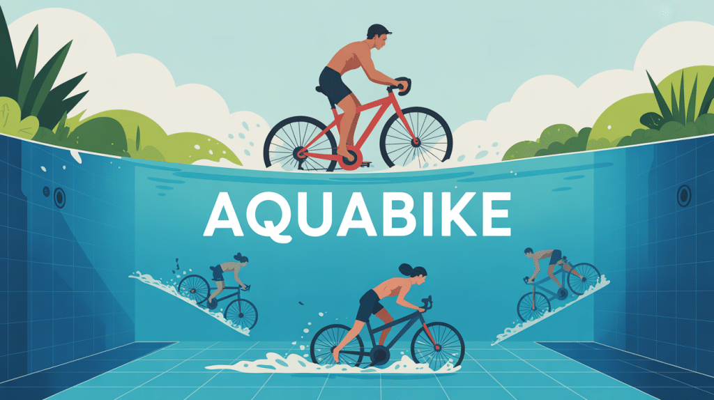 image stylisée aquabike avis négatif piscine silhouettes