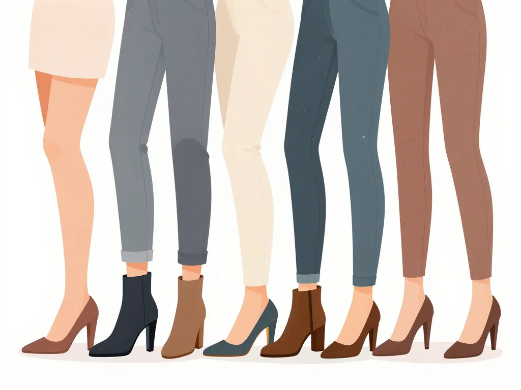 jambes avec différents styles de chaussures et habits pour mollet court
