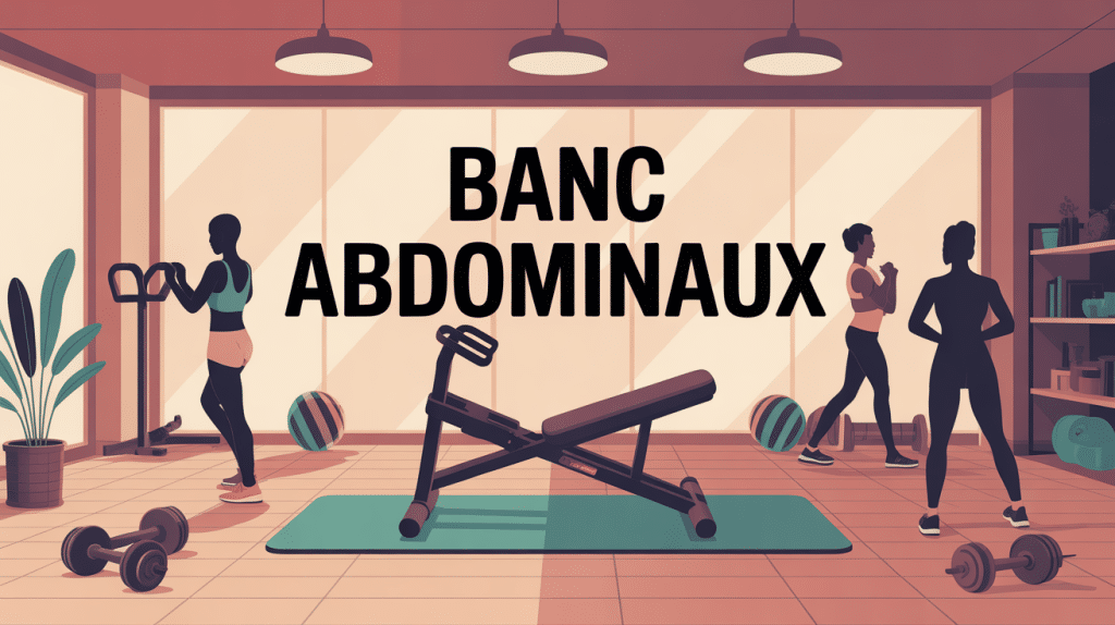 Vue d’un banc abdominaux moderne au centre d’un espace fitness lumineux