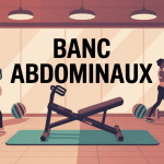 Vue d’un banc abdominaux moderne au centre d’un espace fitness lumineux