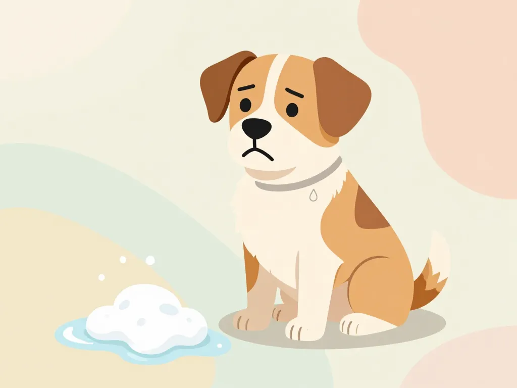 Chien et vomi de la mousse sur sol