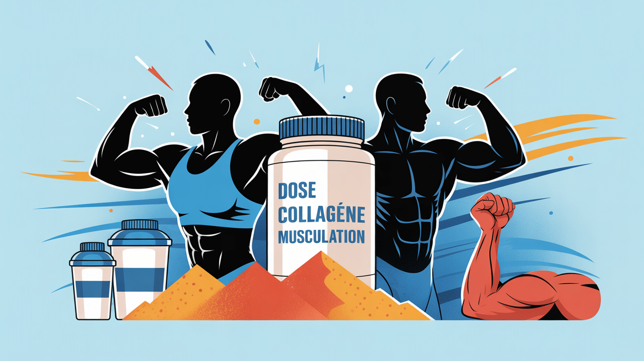 dose collagene par jour musculation illustration athlètes shakers articulations