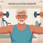 Illustration musculation senior exercices doux haltères