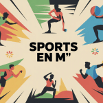 Illustration des sports en m avec silhouettes marche, musculation, arts martiaux