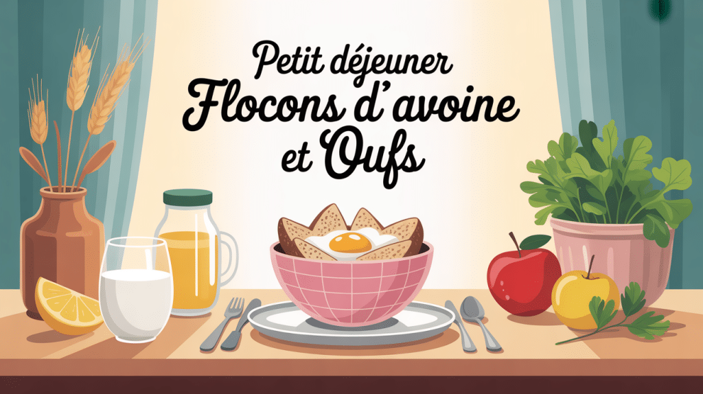 petit dejeuner flocon d'avoine oeuf bol et oeufs matin