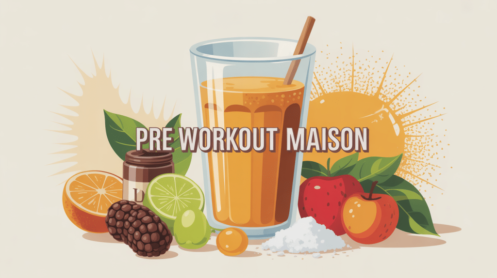 illustration pre workout maison avec ingrédients naturels