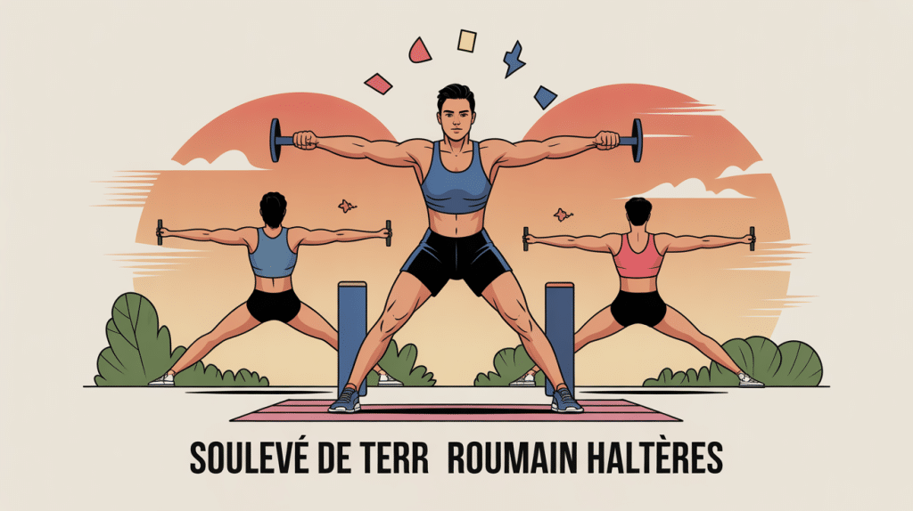 illustration souleve de terre roumain halteres ambiance musculaire