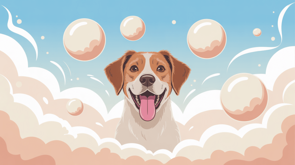 Chien doux avec bulles vomi de la mousse