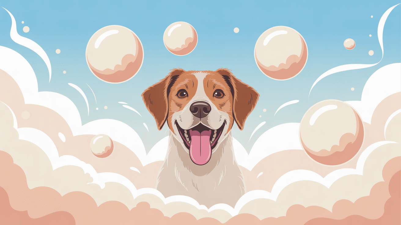 Chien doux avec bulles vomi de la mousse