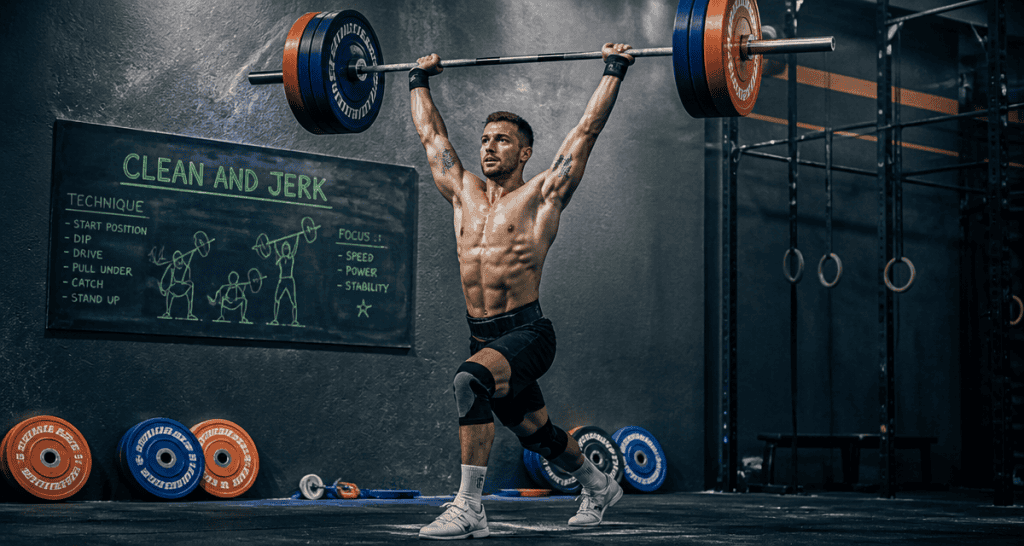 athlète clean and jerk crossfit