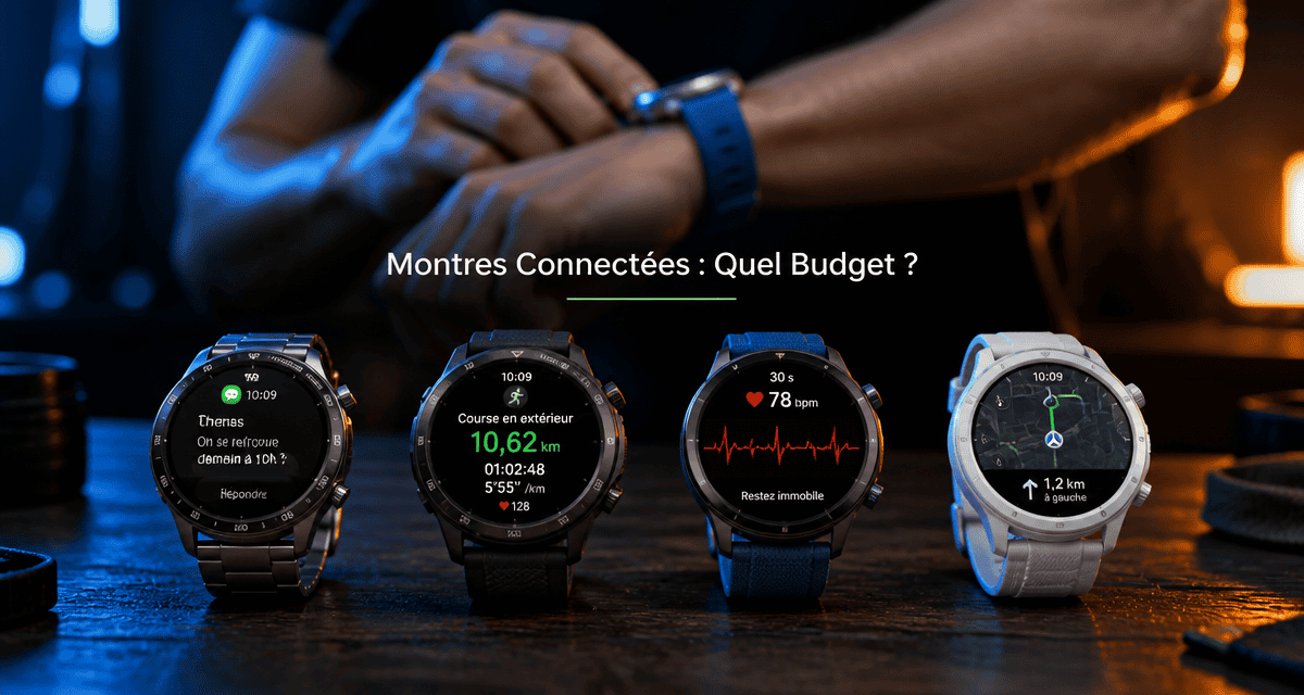 combien coûte une montre connectée quatre montres sur table