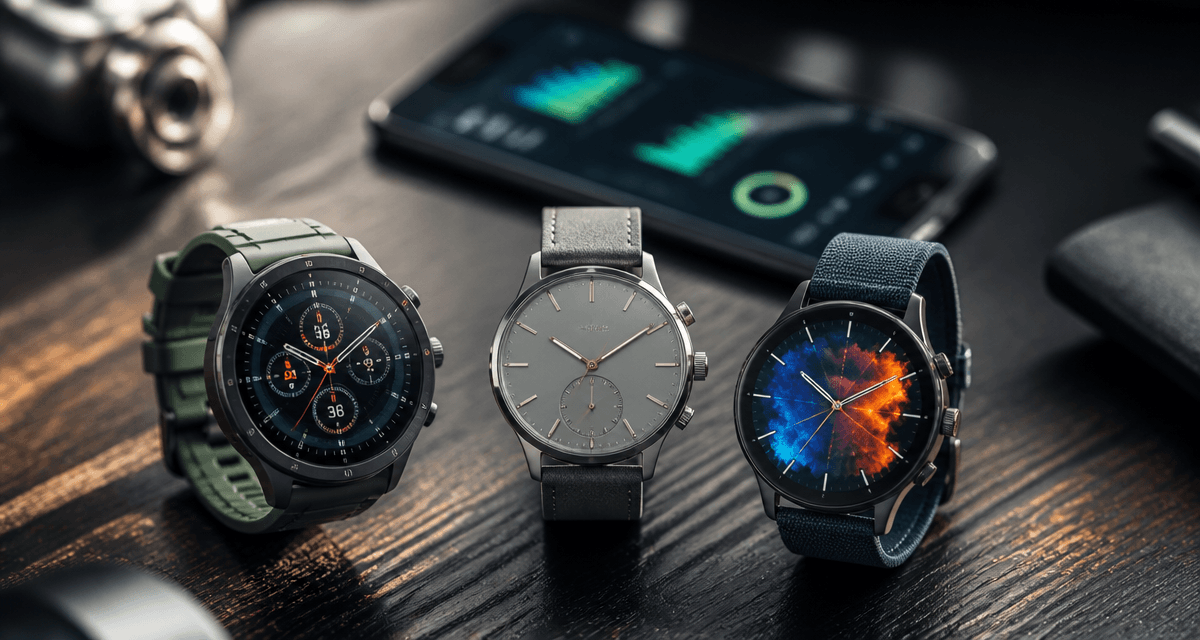 Comparatif montre connectée trois modèles haut de gamme sur bureau moderne