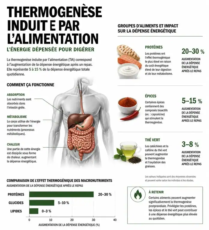 Infographie des aliments qui boostent le métabolisme et la thermogenèse