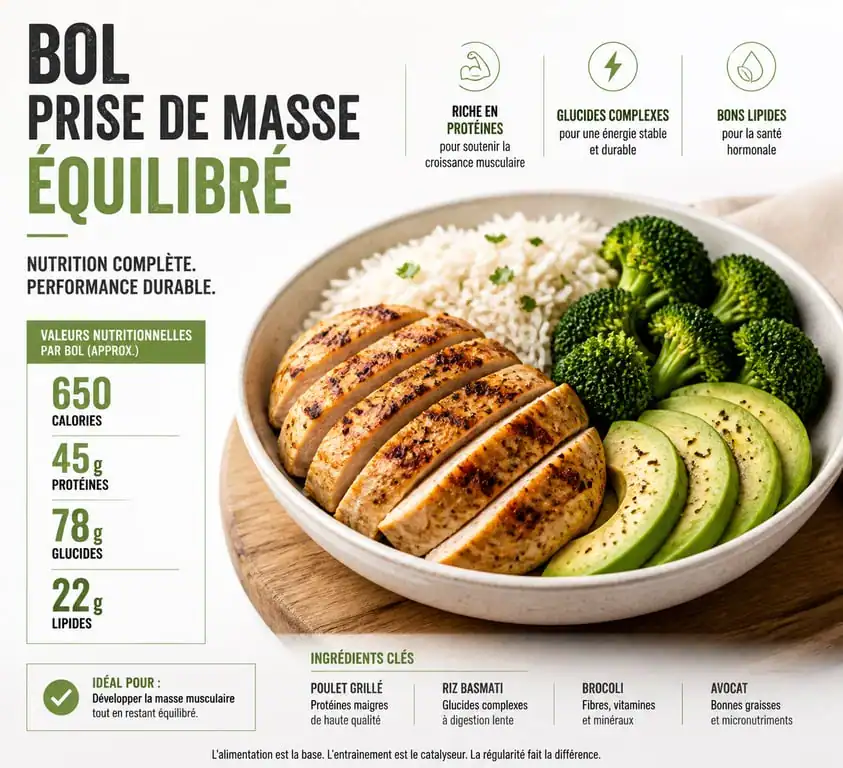 Mass-Gainer Bowl au poulet et avocat pour la prise de masse