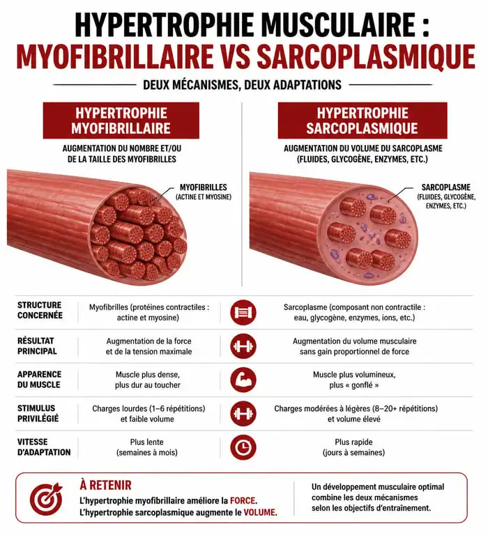Comparaison entre hypertrophie myofibrillaire et sarcoplasmique pour la musculation pour la force