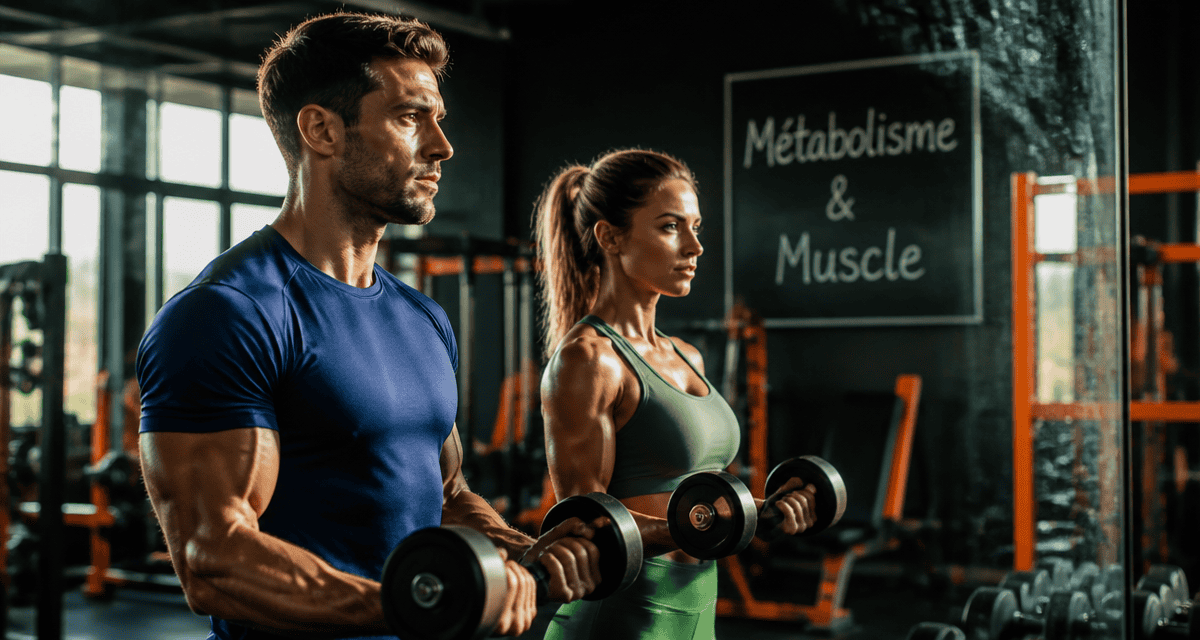 Métabolisme et musculation homme femme haltères