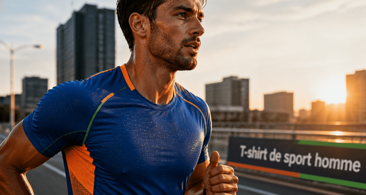t shirt de sport homme bleu technique en course