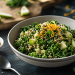 Aliments riches en vitamine K : salade de kale au quinoa et graines