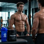 créatine avant/après photos jeune homme musclé salle de sport