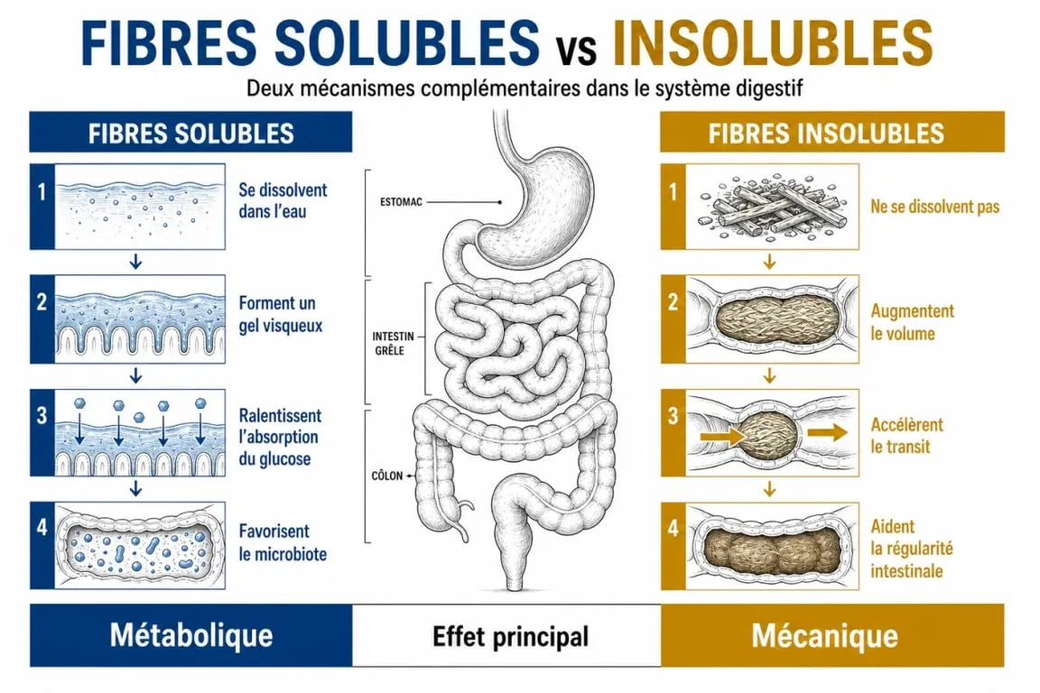 Infographie sur les bienfaits des aliments contenant des fibres pour la santé digestive