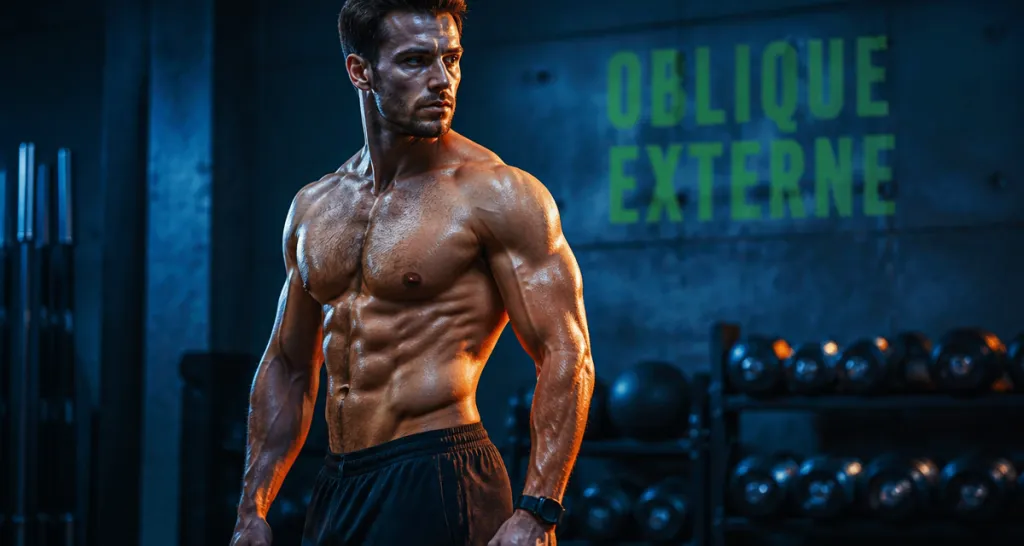 muscle oblique externe de l abdomen sur athlète en gym