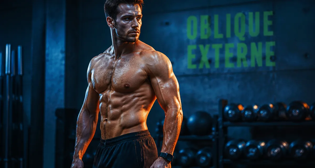 muscle oblique externe de l abdomen sur athlète en gym