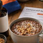 Bienfait du lait de noisette : porridge sans lactose, noisettes et bouteille