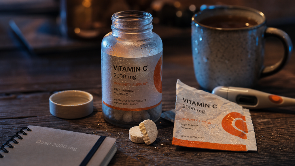 Effets secondaires vitamine C, dose 2000 mg : vigilance digestive et rénale