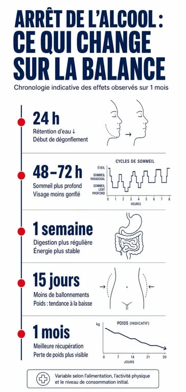 Arrêt alcool et perte de poids : chronologie des effets sur le corps