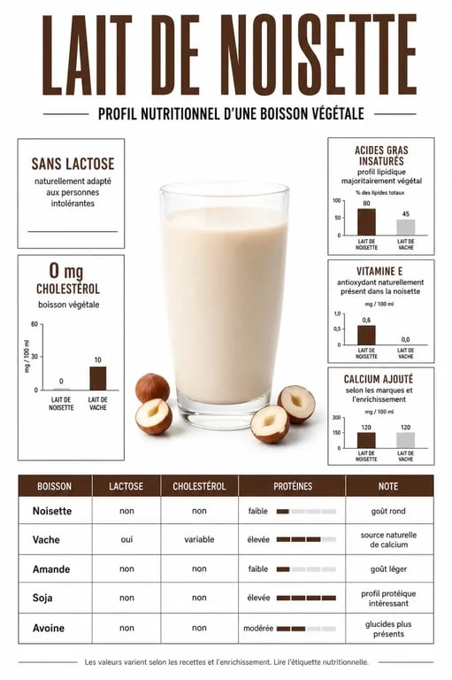 Bienfait du lait de noisette : composition, apports nutritionnels et comparaison avec d'autres boissons végétales