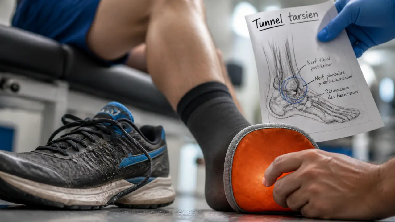 Décharge électrique dans le talon du pied : zone du talon et tunnel tarsien, nerf comprimé possible