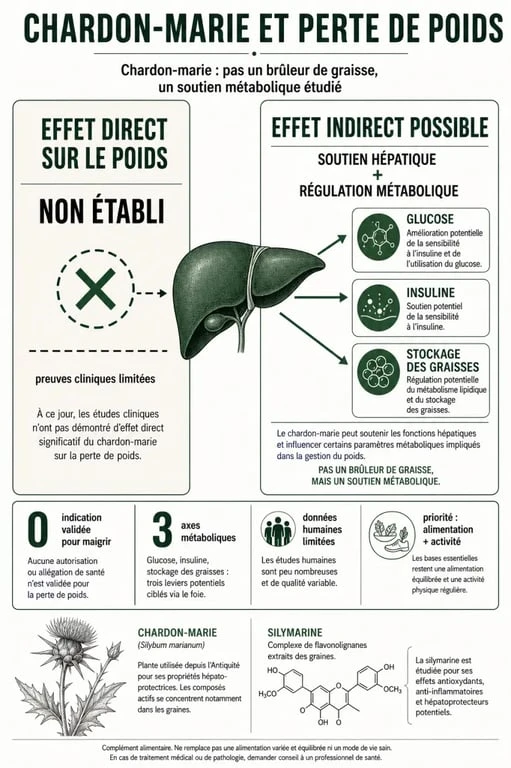 Chardon-marie perte de poids : schéma éditorial du lien entre foie, glycémie et métabolisme