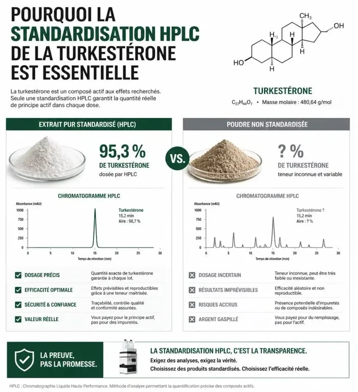 Importance de la standardisation HPLC pour la qualité de la turkestérone