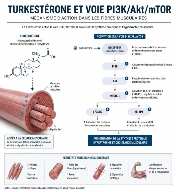 Mécanisme d'action de la turkestérone sur la synthèse protéique musculaire