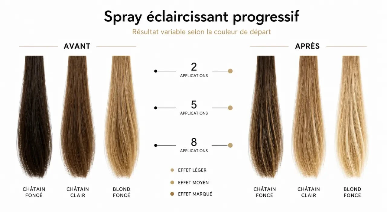 Omads avis : comparaison avant/après d’un spray éclaircissant progressif sur cheveux