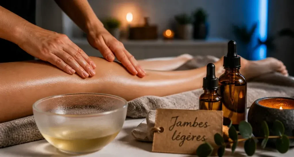 Huiles essentielles circulation sanguine pour massage jambes lourdes