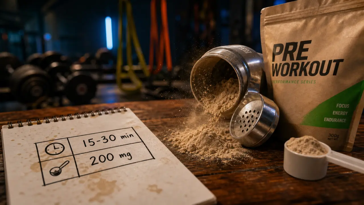 Le pre workout : caféine, timing 15-30 min avant entraînement