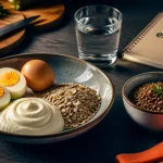 Pourquoi manger des proteines : assiette œufs, yaourt et avoine pour muscles et immunité