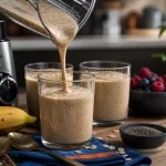 smoothie proteine whey ou vegetal : versé du blender