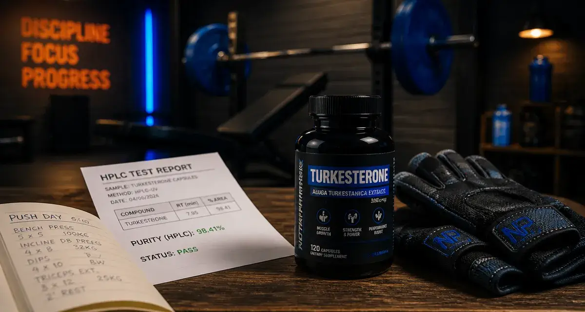 Turkesterone avis : flacon et test HPLC pour la musculation