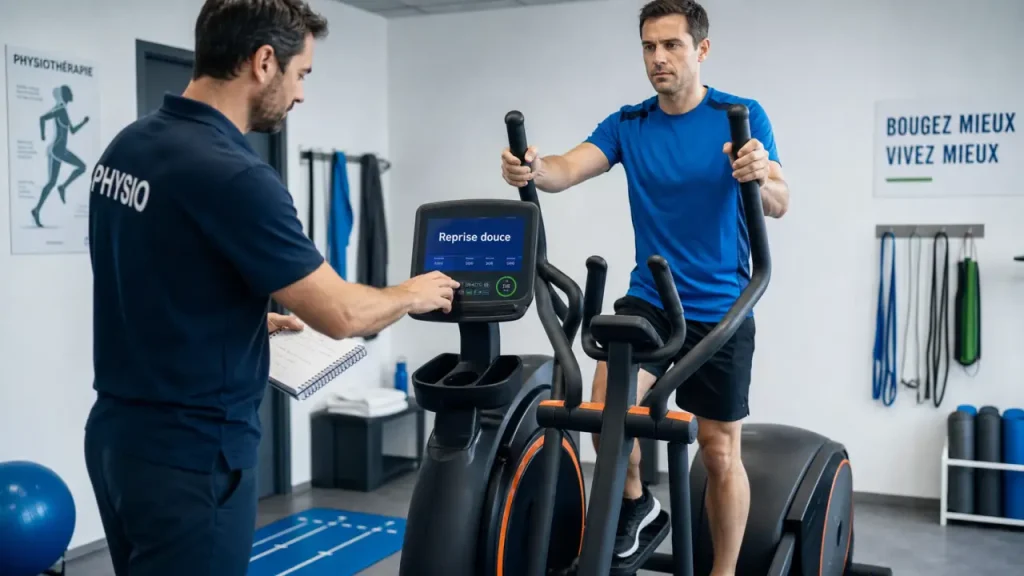 Vélo elliptique avis kiné : genoux protégés, cardio et reprise du sport