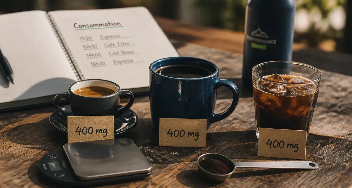 À quoi correspond 400 mg de caféine : 4 grandes tasses environ