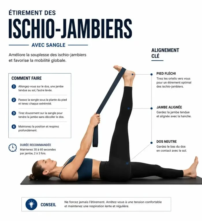 Étirement des ischio-jambiers au sol pour la récupération