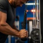 Triceps poulie, coudes fixes, prise adaptée