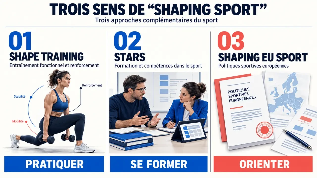 Infographie shaping sport distinguant le Shape Training, le projet STARS et SHAPING EU SPORT