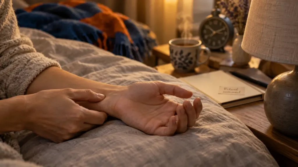 Point acupuncture sommeil profond : pression douce au poignet pour favoriser le sommeil profond