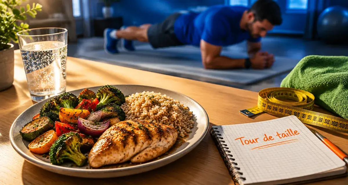 Ventre homme perdre : tour de taille, repas équilibré et gainage